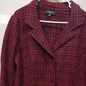 TALBOTS RED AND BLACK PLAID WOOL AND VISCOSE BLAZER WOMEN'S 16W LIKE NEW